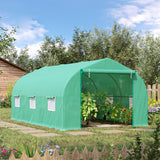 15' x 10' x 7' Walk-in Greenhouse Outdoor Plant Tunnel Warm Hot House w/ Roll Up Door and 6 Mesh Windows, Steel Frame