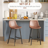 Counter Height Stools Set of 2, Upholstered Kitchen Stool with Back and Steel Legs