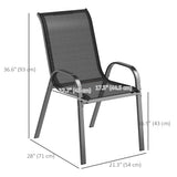 Set of 4 Outdoor Dining Chairs, Stackable Lawn Chairs with High Back, Breathable Mesh Seat for Garden Porch
