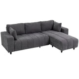 Canapé Sectionnel avec Siège Intégré, Canapé-Lit en L 3 Places avec Méridienne Interchangeable, 2 Oreillers