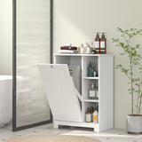 Laundry Cabinet with Removable Basket, Tilt Out Laundry Hamper with Adjustable Shelf and Open Compartments