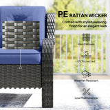 Sofa patio en osier avec coussins, canapé extérieur rotin 3 places pour patio