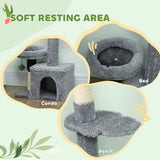 Floor to Ceiling Cat Tree, 4 Tiers Tall Kitty Climbing Tower with Scratching Post, Adjustable Height 87-100