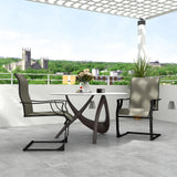 C Spring Motion Patio Chairs Set of 2 with Curved High Backrest, All Weather Breathable Fabric, Metal Frame