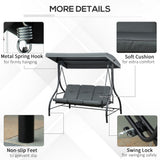 Convertible Patio Swing Bed with Canopy and Cushions, 3 Seater Porch Swing for Outdoor