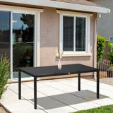 Rectangular Outdoor Dining Table for 8 People with Tempered Glass Top and Aluminum Frame