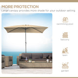 6.5x10ft Patio Umbrella, Rectangle Market Umbrella with Aluminum Frame and Crank Handle