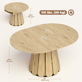 Extendable Dining Table, Round to Oval Convertible Kitchen Table with Storage Shelf for Dining Room