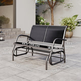 Banc berçant d'extérieur, Chaise berçante de patio 2 personnes, Banc balançoire de canapé de jardin d'extérieur avec tissu maille respirant, cadre en acier pour cour