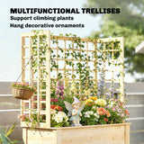 Wooden Raised Garden Bed with 3 Trellises