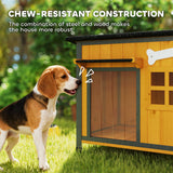Niche pour chien extérieure avec cadre en acier anti-mastication