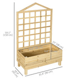 Jardinière en bois patinée avec treillis