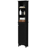 Tall Bathroom Storage Cabinet, Freestanding Linen Tower with 3-Tier Open Adjustable Shelf