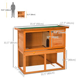 Wooden Rabbit Hutch, Indoor Outdoor Bunny Cage with Run, 2- Level Guinea Pig House with Slide-Out Tray