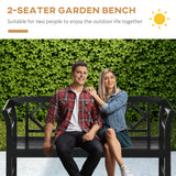 Wooden Outdoor Bench, 3 Person Patio Garden Bench with Diamond Pattern Backrest, 792 LBS Capacity