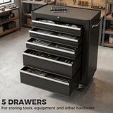 5-Drawer Rolling Tool Cabinet on Wheels, Lockable Tool Chest, Tool Organizer for Garage