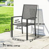 Stackable Patio Chairs Set of 2, Outdoor Dining Chairs with Faux Wicker Steel Mesh Back