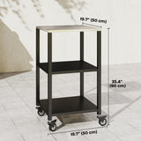 Outdoor Grill Cart, Pizza Oven Stand with Stainless Steel Top, 3-Tier Rolling Kitchen Prep Station with Wheels