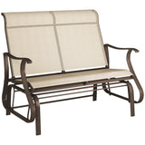 Chaise berçante glissante extérieure 2 places, berçante de patio avec siège à mailles et dossier, cadre en acier pour l'extérieur