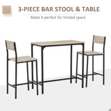Ensemble de table de bar industrielle hauteur comptoir 3 pièces et 2 tabourets à dossier haut Ensemble de table à manger