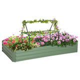 6' x 3' x 1' Raised Garden Bed with 2 Trellis Tomato Cages, Steel Frame Elevated Planter Box