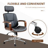 Office Chair, PU Leather Desk Chair with Removable Headrest, Adjustable Height, Tilt Function and with Wheels