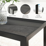 9 Pieces Patio Set with Stackable Chairs, Patio Dining Set with Glass Top for Garden