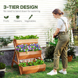 3 Tier Elevated Planter Box, Vertical Wooden Raised Garden Bed for Flowers, 26