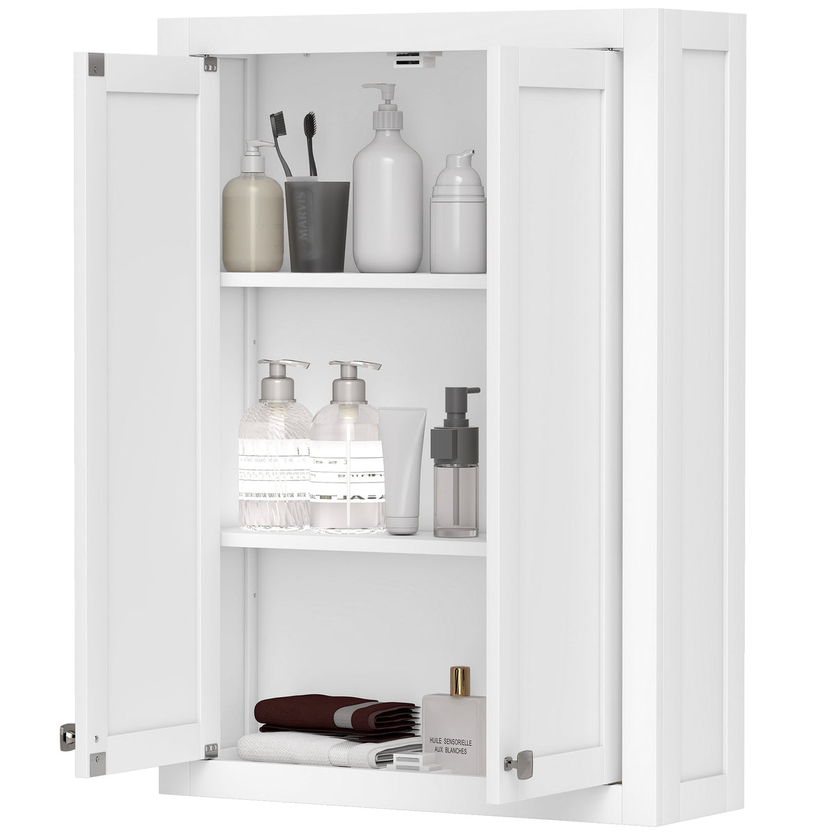 Bathroom Cabinet Wall Mounted, Modern Bathroom Wall Cabinet with 2 Doors and 2 Adjustable Shelves