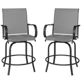 Ensemble de 2 tabourets de bar extérieurs, chaises de hauteur de bar pivotantes 360°, 26,8