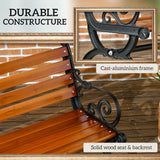 47 Inch Outdoor Garden Bench, Slatted Seat Back, 528 lbs. Capacity