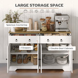 Buffet de rangement avec 2 tiroirs, 4 portes coulissantes et 2 étagères réglables