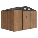 9.1'x6.4'x6.3' Garden Storage Shed w/ Foundation Kit Metal Tool Storage House w/ Double Doors