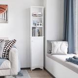 Tall Bathroom Storage Cabinet, Freestanding Linen Tower with 3-Tier Open Adjustable Shelf