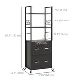 Classeur mobile 2 tiroirs avec clé, barre de suspension ajustable pour format lettre A4 et légal