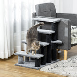Cat Stairs for Bed, Couch 4 Steps, Small Cat Tree for Indoor Cats with Scratching Posts Toy Ball, 23.5