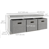 Banc de rangement pour chaussures avec siège, 3 tiroirs en tissu pour corridor