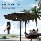 8.8 ft Solar Powered Outdoor Patio Umbrella Round Market Table Umbrella with Adjustable LED Lights Tilt Crank