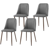 Upholstered Dining Chairs Set of 4, Velvet Accent Chair with Back and Wood-grain Steel Leg for Kitchen