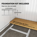 6.5x4FT Galvanised Metal Shed with Foundation Kit, Lockable Garden Tool Storage House with Sliding Doors