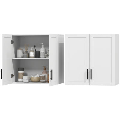 2-Piece Simple Medicine Cabinet Wall Mounted, Bathroom Wall Cabinet with 2 Doors and Adjustable Shelf Storage
