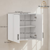 Simple Medicine Cabinet Wall Mounted, Bathroom Wall Cabinet with 2 Doors and Adjustable Shelf Storage