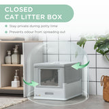 Top Entry Enclosed Kitty Litter Box with Scoop, Tray, Large Space, Foldable