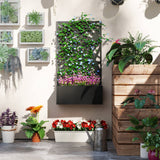 Raised Garden Bed with Trellis, Freestanding/Wall Mounted Metal Garden Box with Privacy Panel