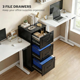 3 Drawer File Cabinet with Lock, Vertical Filing Cabinet with Adjustable Hanging Bars for A4 and Letter Size