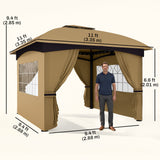 11' x 11' Outdoor Gazebo, Galvanised Steel Frame