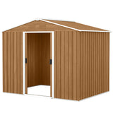 8' x 6' Outdoor Storage Shed, Metal Garden Tool Storage House with Lockable Sliding Doors and Vents