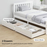 Pine Twin Bed Frame, Wood Storage Bed Frame with Drawers