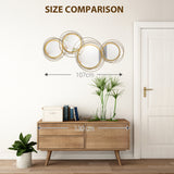 Metal Wall Art Gold Frame Circle Bathroom Mirror Decor Home Hanging Wall Sculptures, 42.25