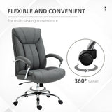 Chaise de bureau pivot dossier haut, tissu lin ergonomique ajustable, hauteur réglable